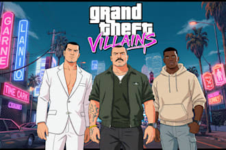 design semi realistic fantasy art or gta characters