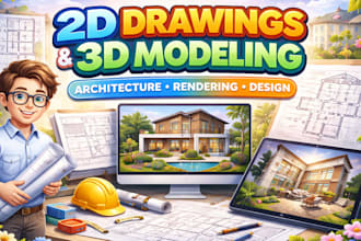 do architectural 2d drawings, 3d modeling and rendering