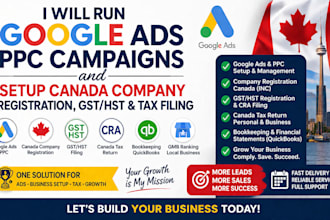 run google ads ppc and setup canada company registration, gst hst and tax filing