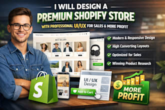 design a premium shopify store with professional UI UX for sales and more profit