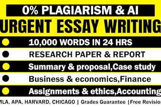 do essay writing, report, paper, case study, research and summary