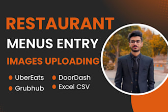 do restaurant menu data entry for ubereats, doordash and grubhub and excel csv