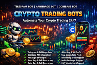 develop profitable crypto trading telegram bot, arbitrage bot, coinbase bot
