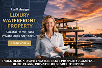 design luxury waterfront property, coastal home plans, private dock architecture