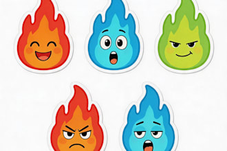 cute fire emoji sticker design