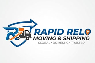 create a moving and shipping logo branding