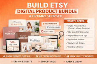build etsy digital product bundle and optimize shop SEO