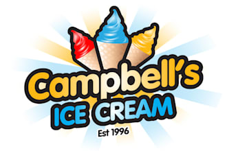 design cute and creative ice cream logo for your brand