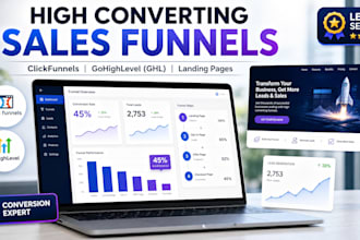 design high converting clickfunnels sales funnel, ghl funnel and landing page
