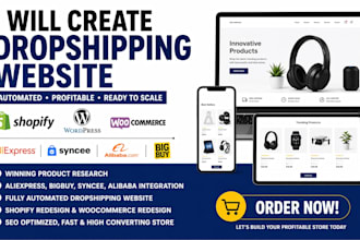 create aliexpress bigbuy syncee alibaba dropshipping shopify woocommerce website
