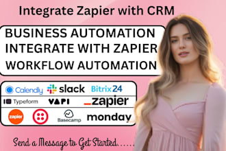 integrate zapier with monday crm twillo vapi calendly basecamp slack bitrix 24