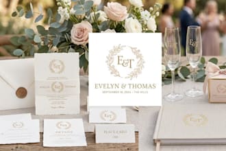 create a wedding logo stationery and gifts