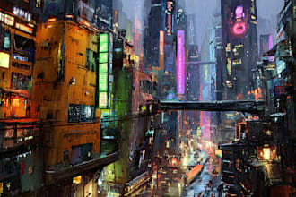 do cyberpunk futuristic city art