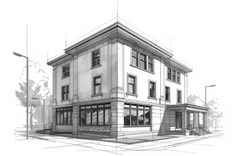 draw architectural sketches of exterior view of buildings