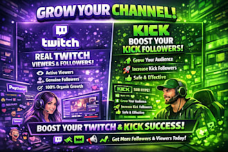 twitch kick viewers and followers organically and promote kick growth