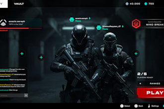 design game UI UX, hud, menus, and animation for unity or unreal engine game