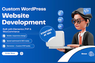 build a custom wordpress website with elementor and PHP