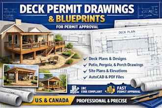 design deck permit drawing blueprint and deck plans for approval
