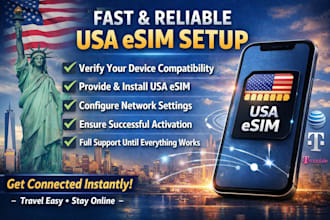 set up USA esim at t, t mobile with fast activation and full support
