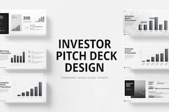 design powerpoint presentation, picth deck, google slides, keynote, for investor