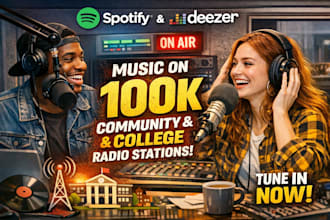 do your spotify and deezer music on 100k community and college radio stations