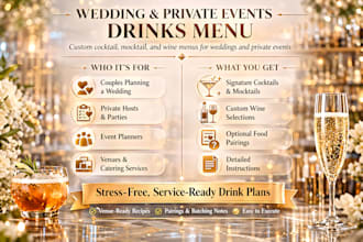 create drinks and wine picks for weddings and events