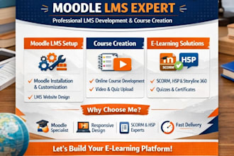 set up moodle lms website, create online courses and elearning platform