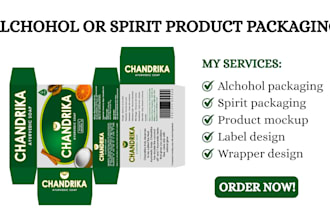 design alcohol and spirit product packaging and mockup, wine label and wrapper