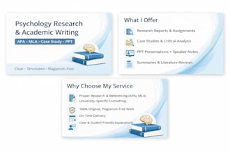 assist with academic research, writing, and ppts