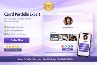 design a carrd portfolio and bio link website for creators