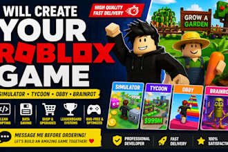 create roblox simulator, tycoon, obby or viral brainrot game