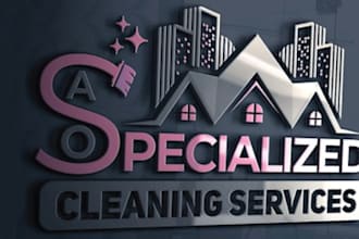 design clean house,janitorial or commercial cleaning logo