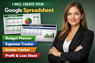 create budget planner, expenses tracker, income tracker, profit and loss sheet