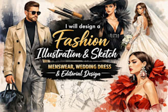 design a fashion illustration sketch editorial design