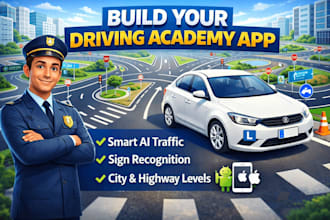 build a professional car driving school game with traffic rules using unity