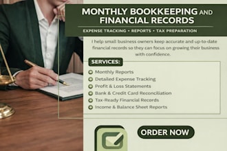 manage your small business monthly bookkeeping and financial records