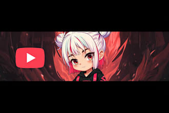 draw custom anime, chibi banner for youtube, twitch, etc