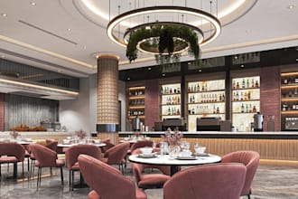 cgi 3d restuarant interior design,lounge area,cocktail bar,gourmet dining,bistro