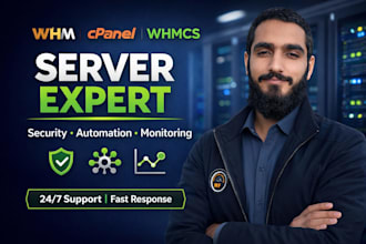 provide whm cpanel whmcs server management and security