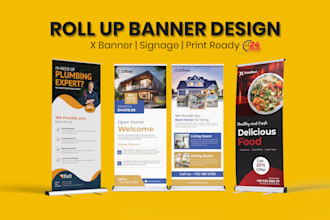 create retractable roll up banner x banner or signage design