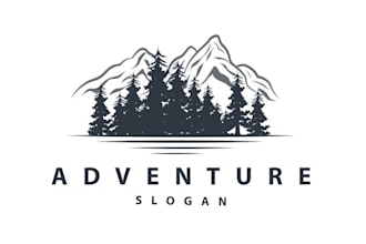 create modern hiking, camping and mountain logo design