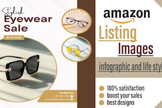 create amazon listing images design, amazon infographics and product listings