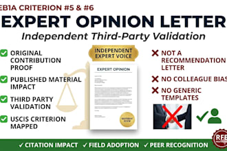 write eb1a expert opinion letter for original contribution material evidence