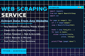 scrape data from any website and deliver CSV file