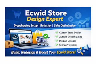 create and redesign ecwid store with autods dropshipping setup