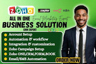 setup zoho CRM, zoho one, automation, workflows, and integration
