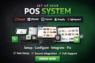 setup toast, clover, square, shopify, or lightspeed pos system