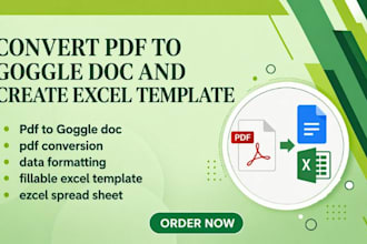 convert pdf to goggle doc and create excel templates