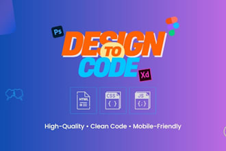 convert to responsive HTML CSS js or PSD figma to website