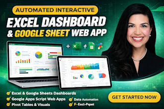 create automated interactive excel dashboard, google sheet web app with script